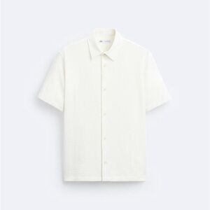 Zara Men’s White Cotton Button Up Short Sleeve